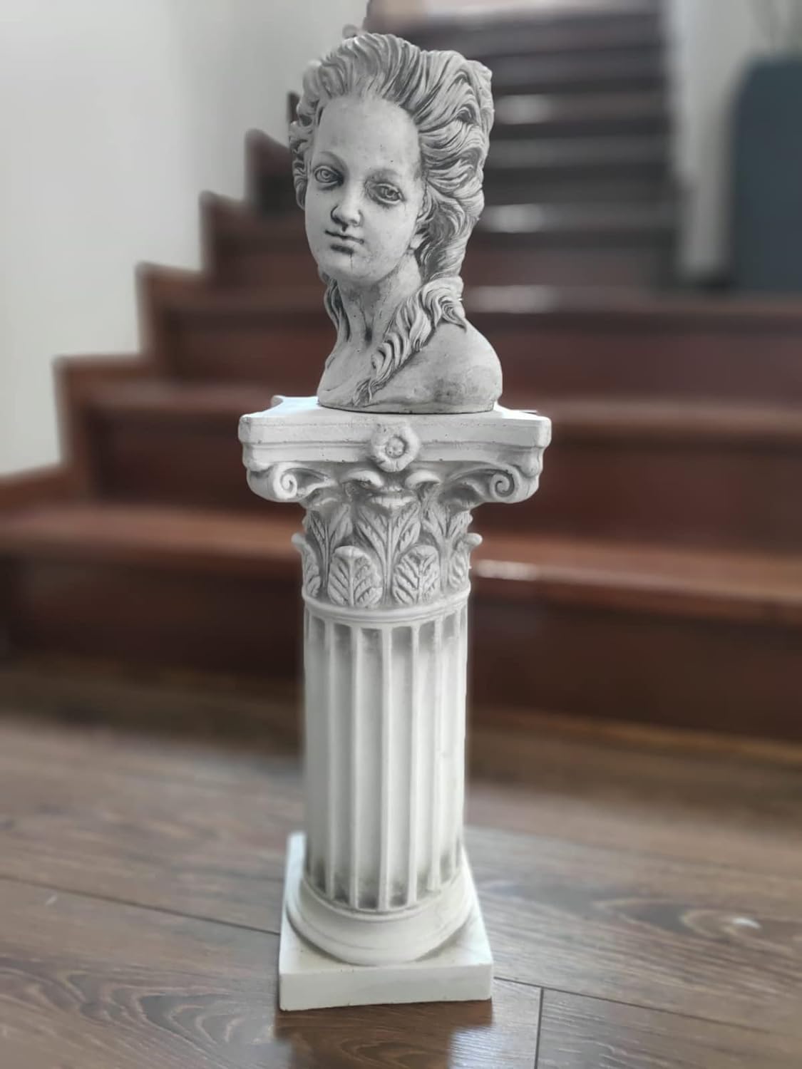 Coluna decorativa iônica grega para exterior ou interior 46cm em pedra reconstituída