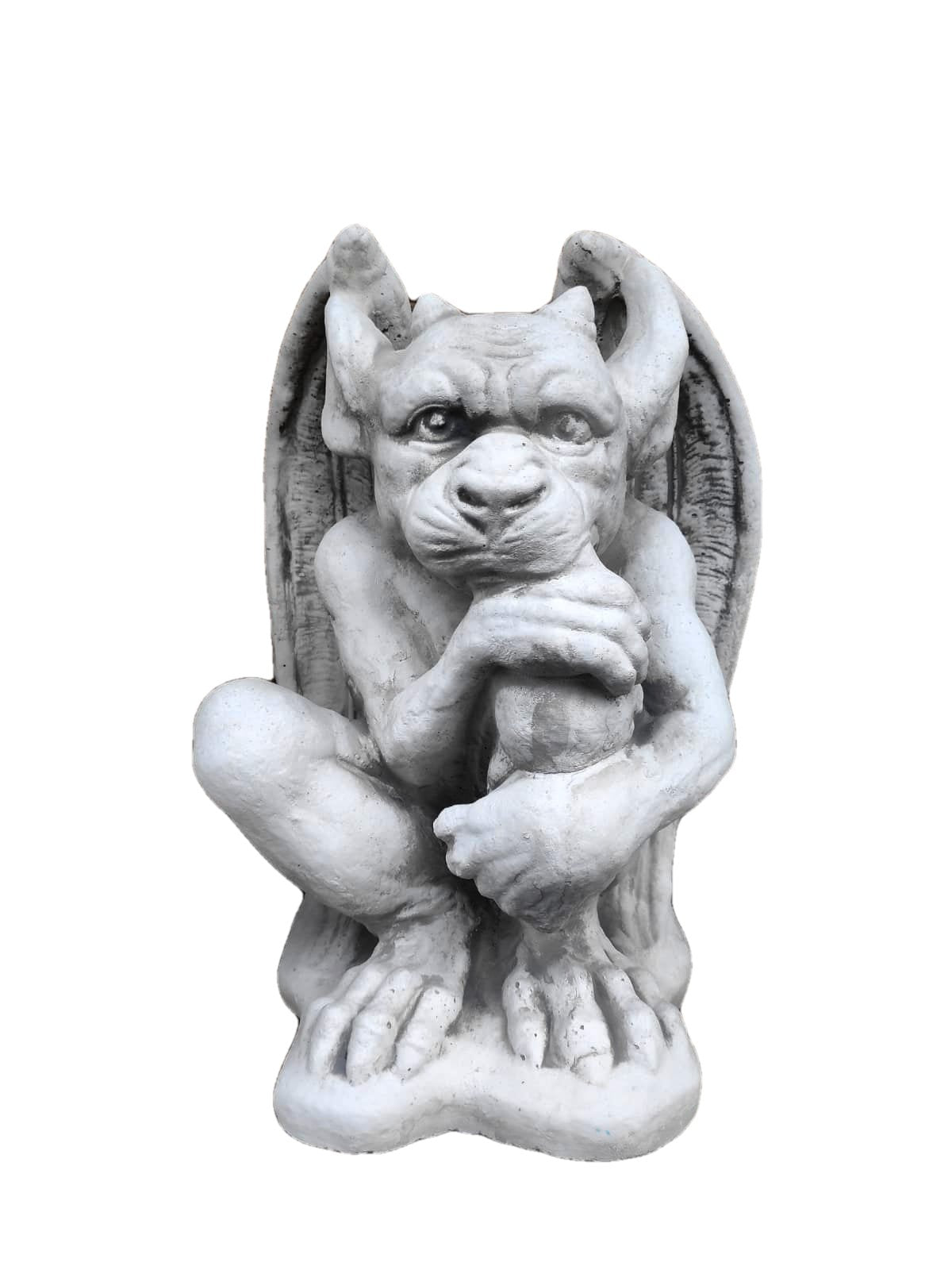 Estatueta de gárgula sentada, feita de pedra fundida, ornamento externo/interno, decoração