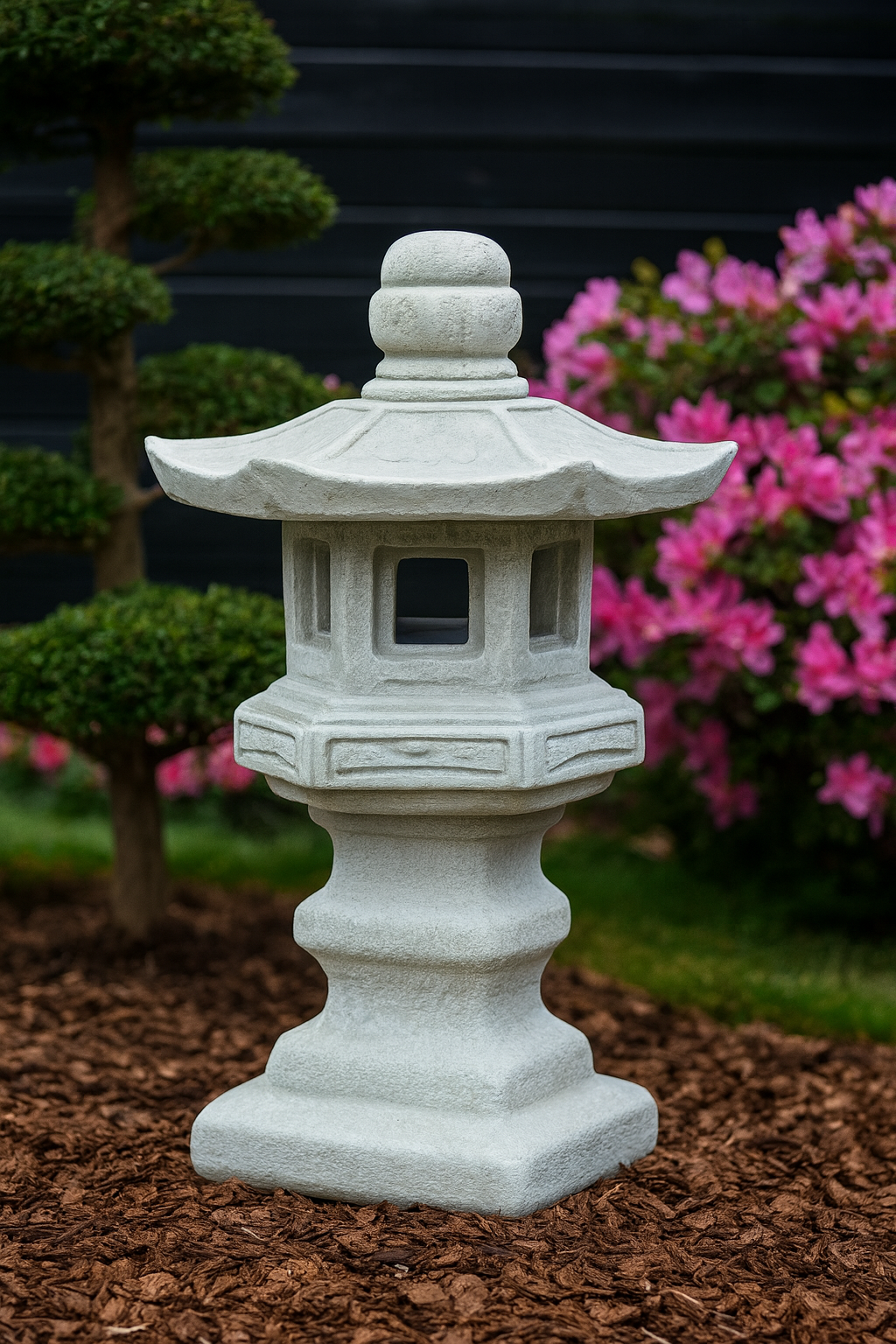 Decoração de ornamento de jardim em pedra fundida - Pagode/lanterna de pedra estilo japonês "Dabotap"