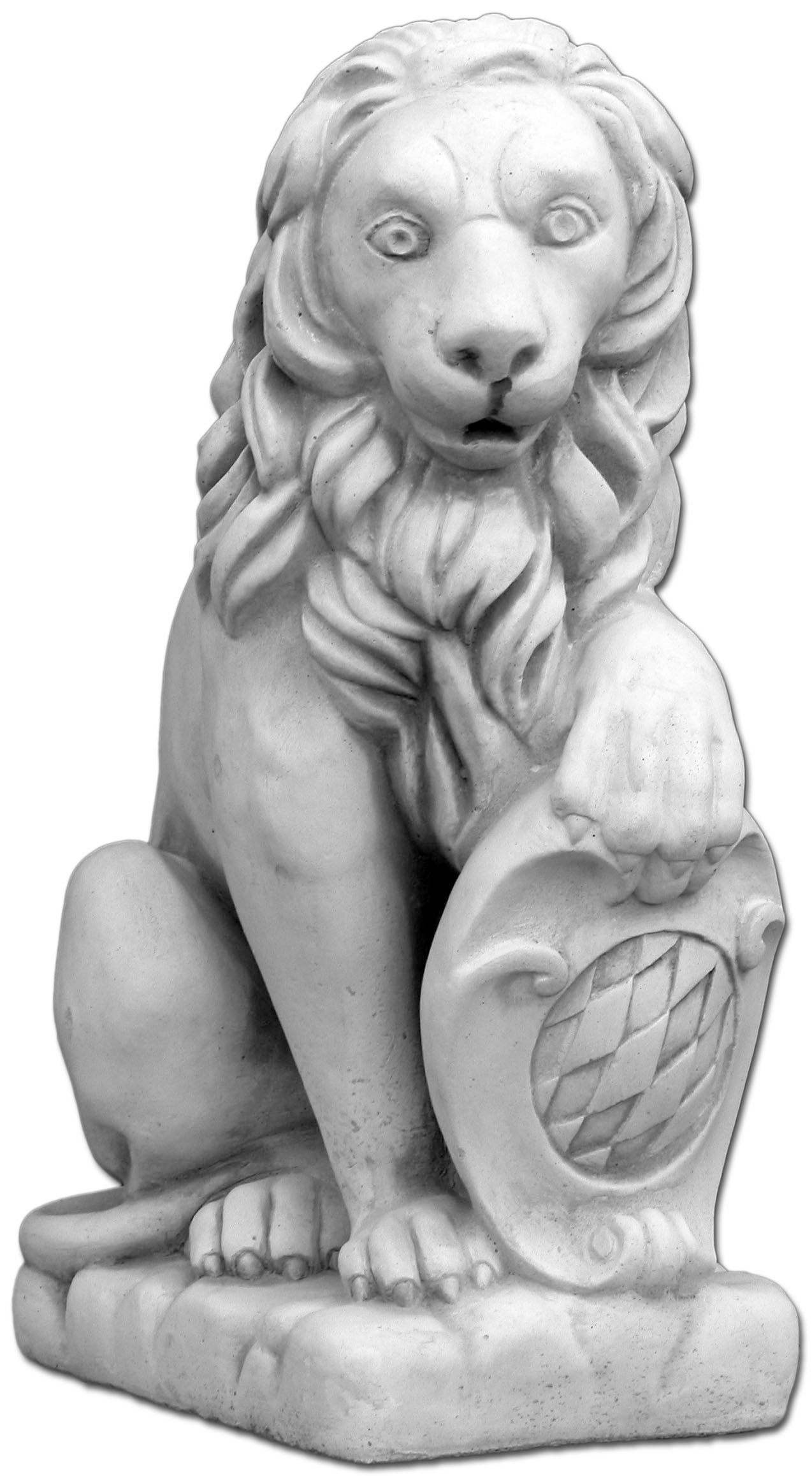 Estátua Majestosa de Leão Segurando um Escudo