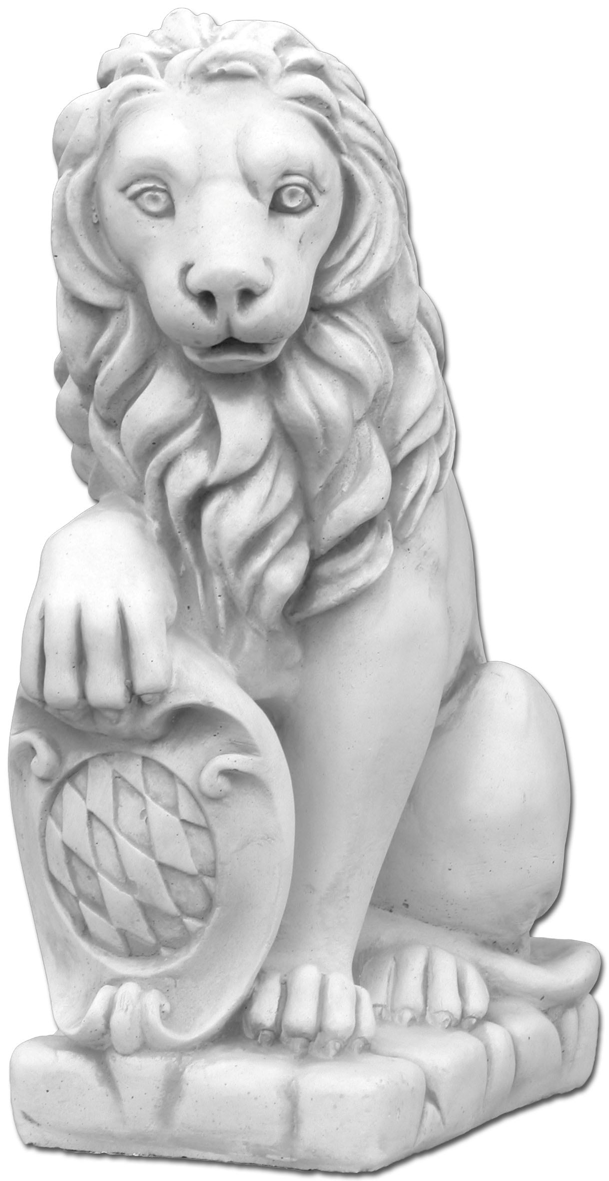 Estátua Majestosa de Leão Segurando um Escudo