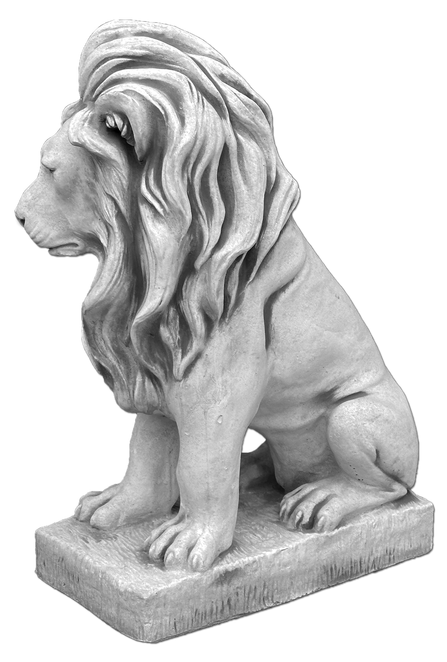 Escultura majestosa de leão sentado: aprimore seu espaço com elegância majestosa