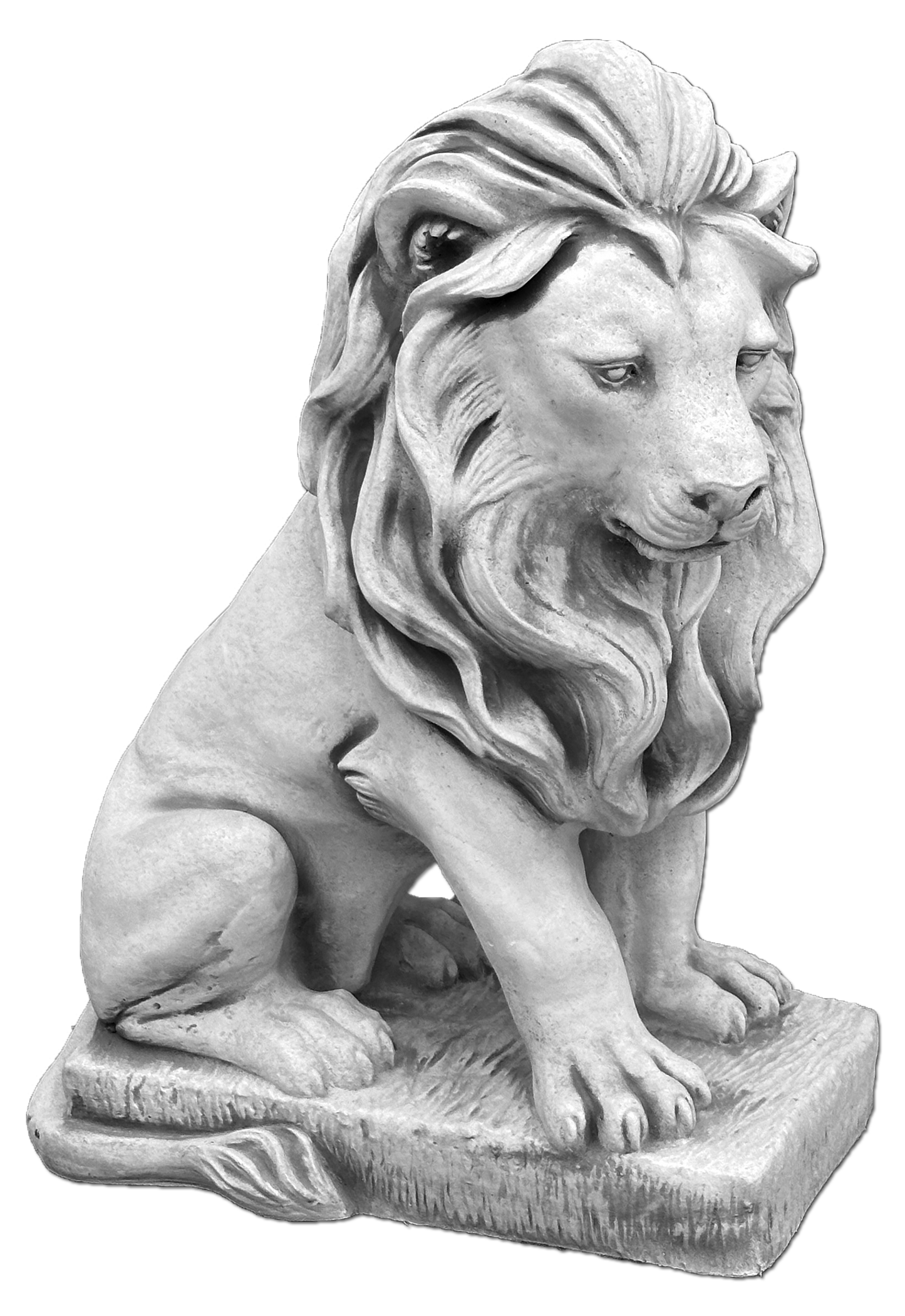 Escultura majestosa de leão sentado: aprimore seu espaço com elegância majestosa