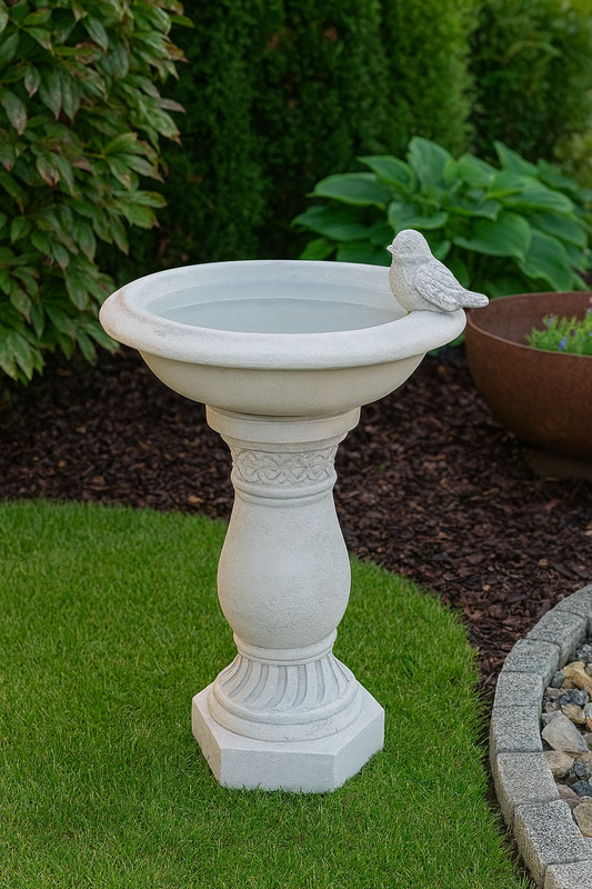 Antique Bird bath on a decorative column 51x20x38cm