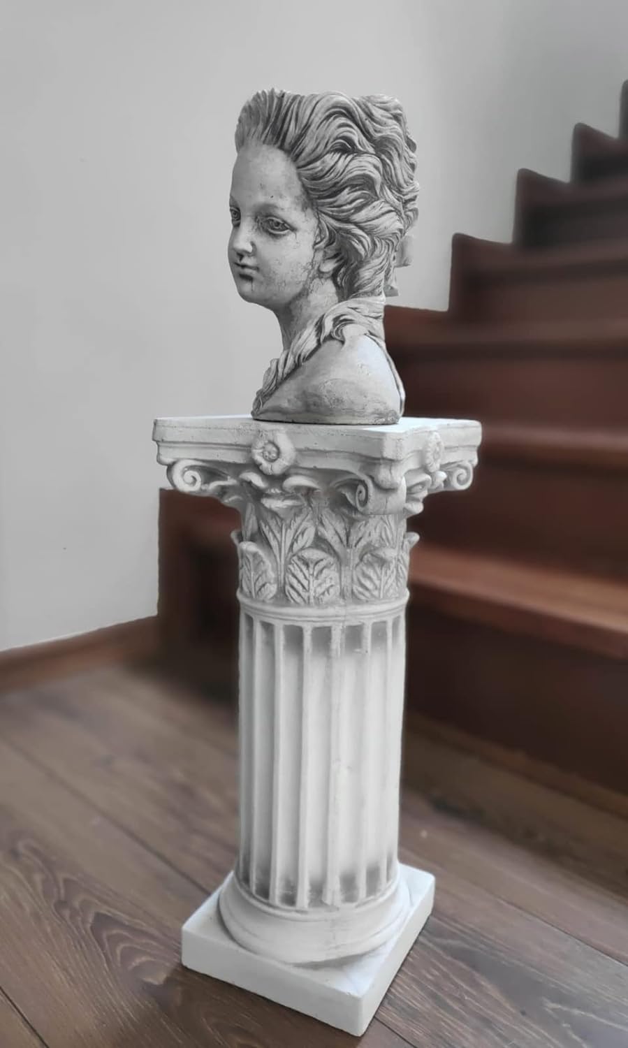 Coluna decorativa iônica grega para exterior ou interior 46cm em pedra reconstituída