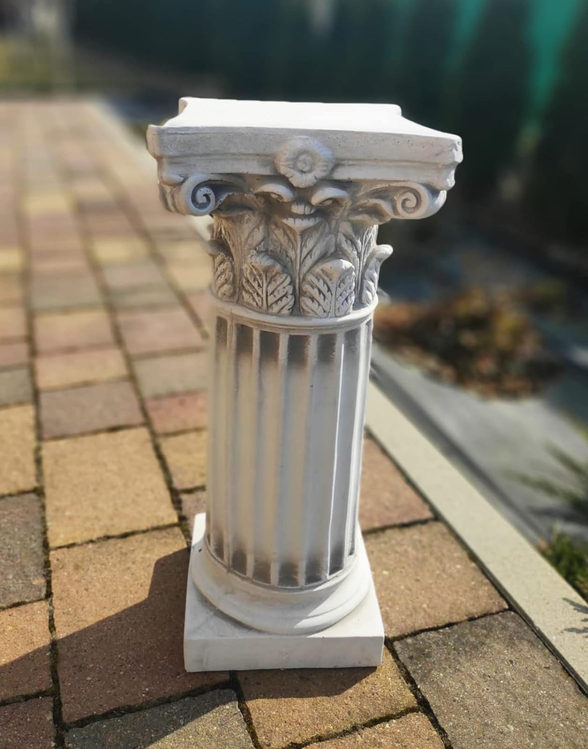 Coluna decorativa iônica grega para exterior ou interior 46cm em pedra reconstituída