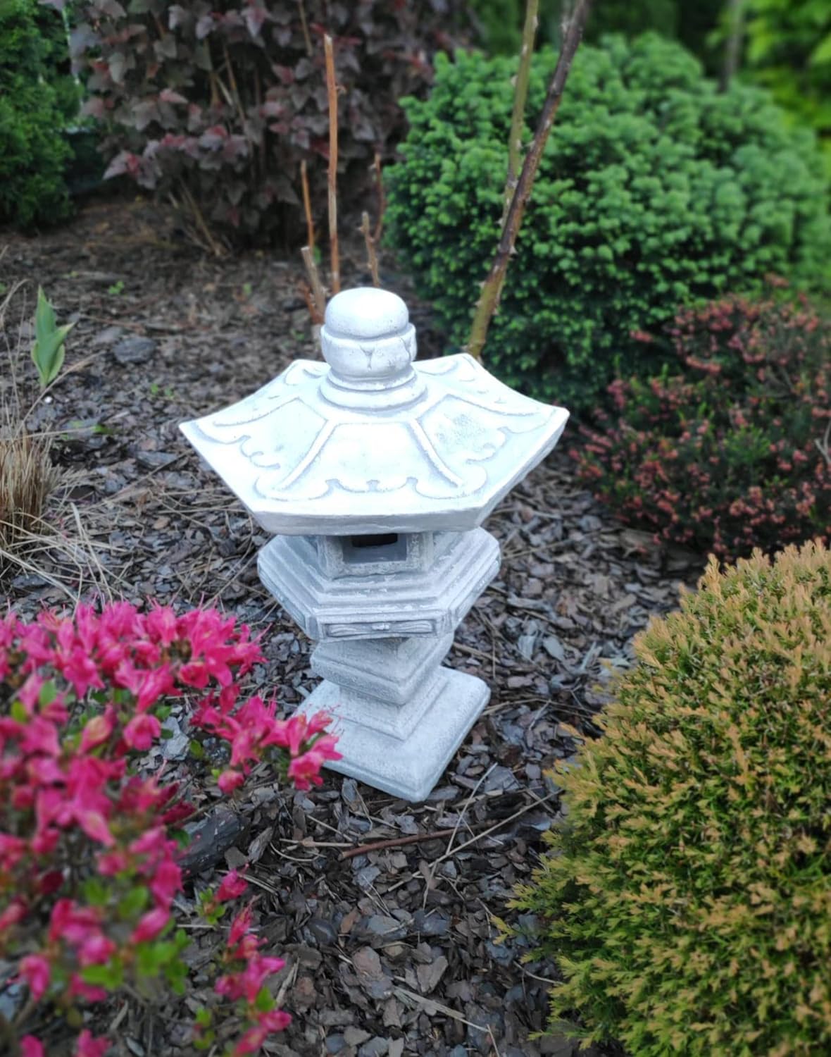 Decoração de ornamento de jardim em pedra fundida - Pagode/lanterna de pedra estilo japonês "Dabotap"