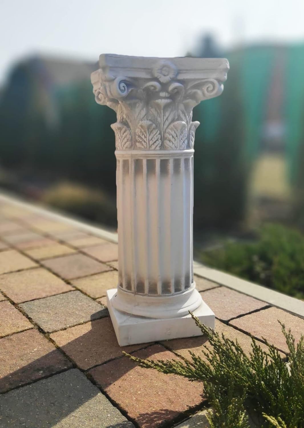 Coluna decorativa iônica grega para exterior ou interior 46cm em pedra reconstituída