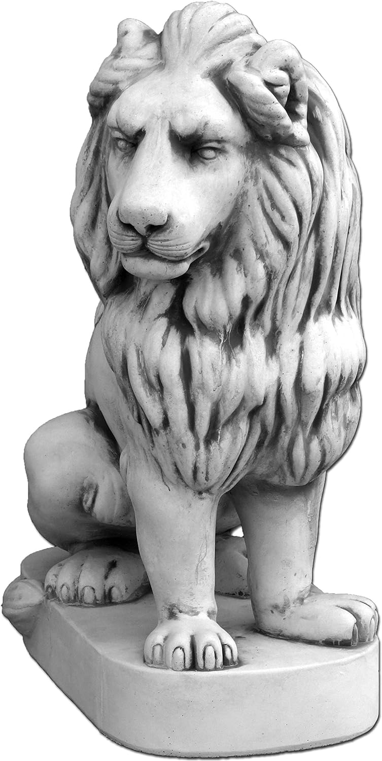 Escultura majestosa de leão sentado à direita - decoração requintada para casa