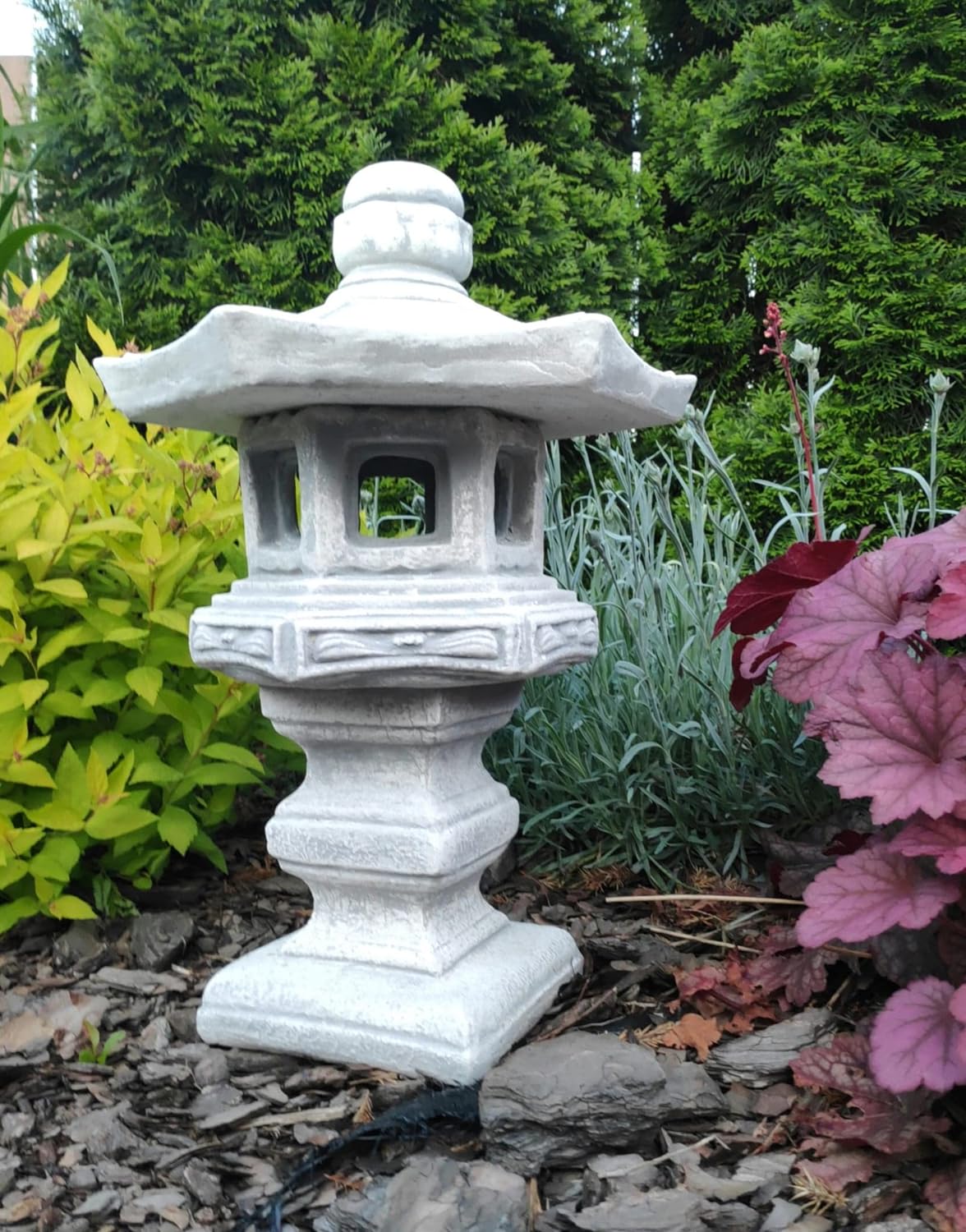 Decoração de ornamento de jardim em pedra fundida - Pagode/lanterna de pedra estilo japonês "Dabotap"