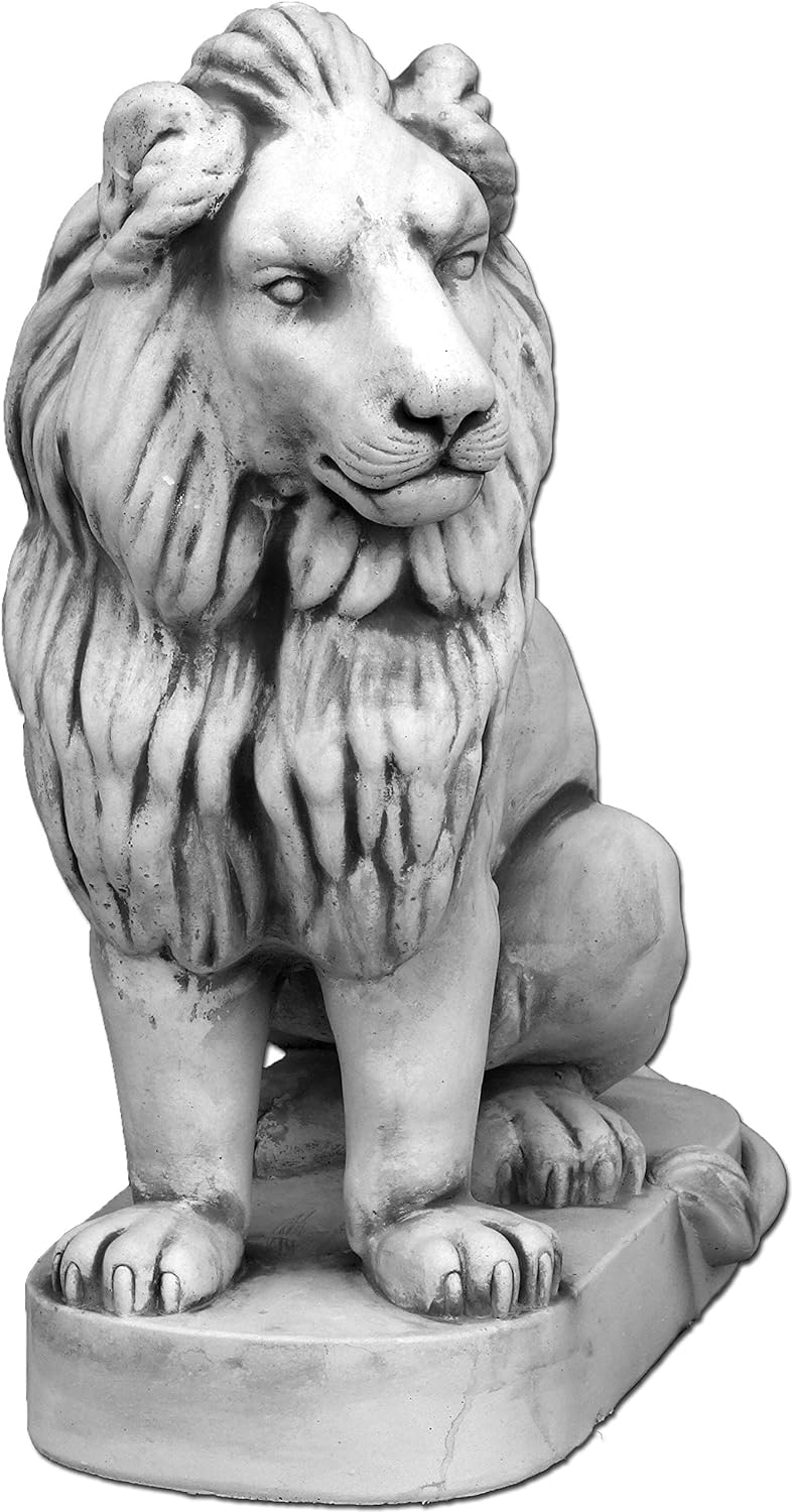 Escultura majestosa de leão sentado à esquerda - decoração requintada para casa
