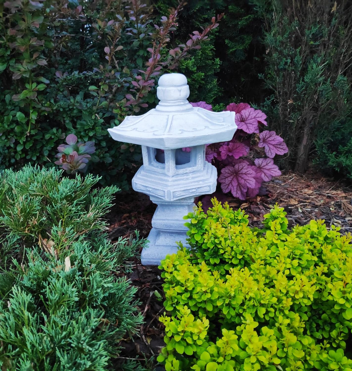 Decoração de ornamento de jardim em pedra fundida - Pagode/lanterna de pedra estilo japonês "Dabotap"